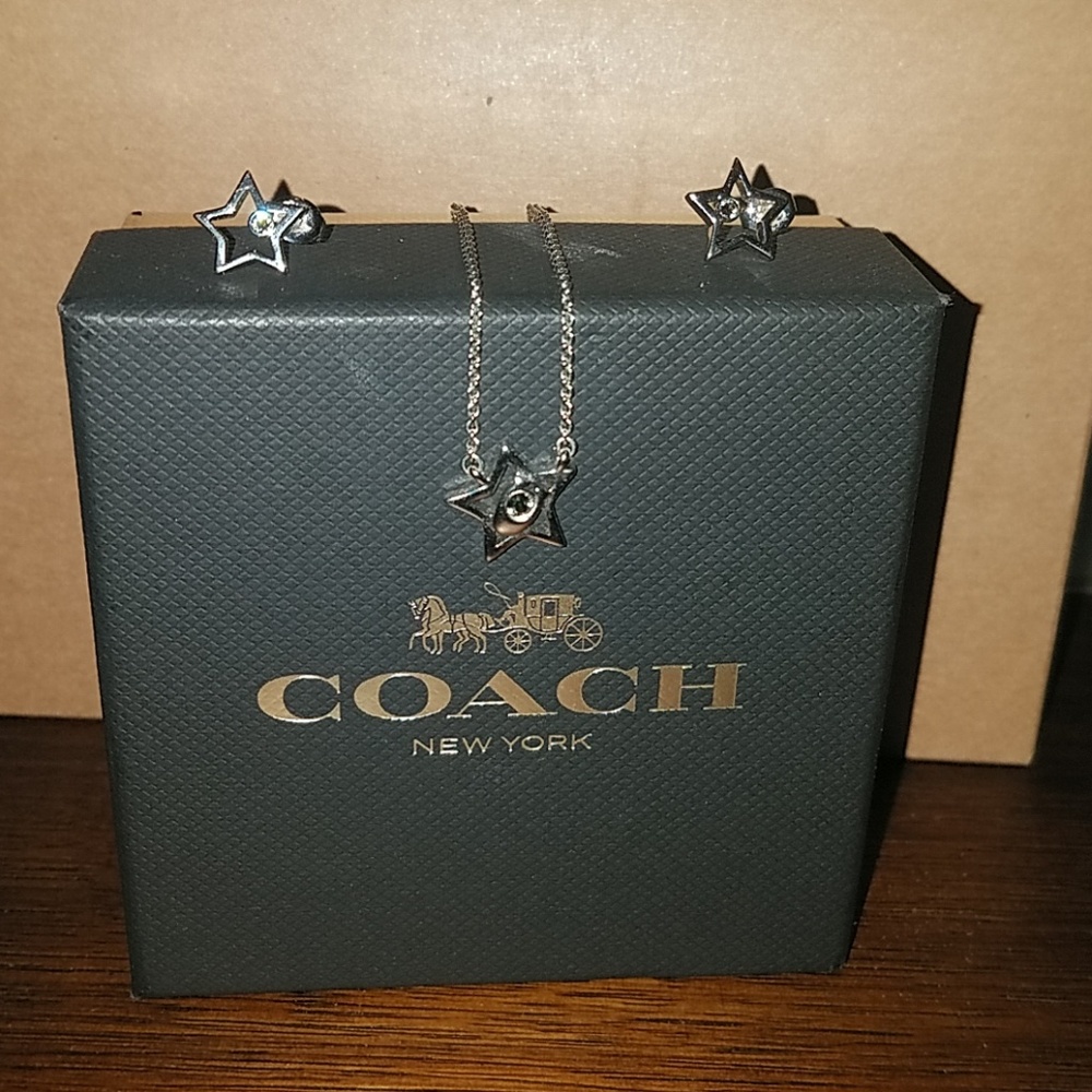 Coach necklace and earrings